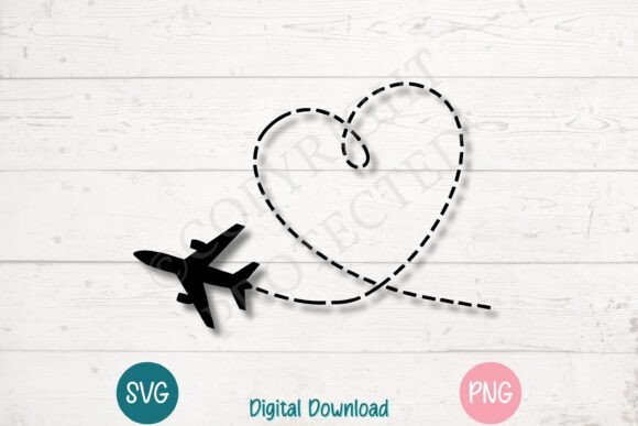 Airplane with Heart Flight Path
