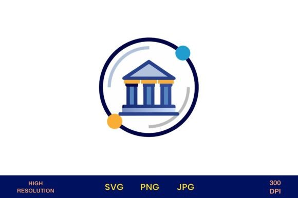 Bank Building Icon for Finance