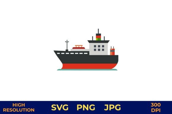 Cargo Ship Vector Design Isolated