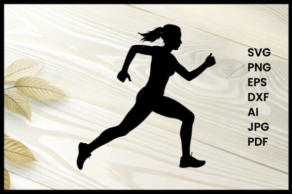 Female Athlete Running Silhouette Vector