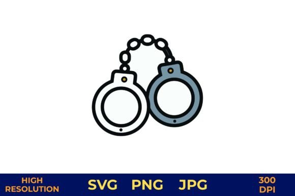 Handcuffs Icon in Flat Vector Design