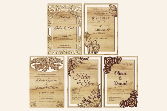 Set of 5 Wedding Invitations