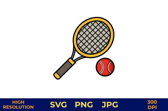 Tennis Racket with Ball Vector Design