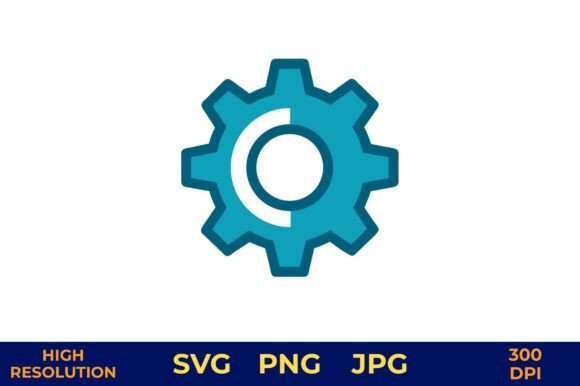 Turquoise Gear Icon Vector Design