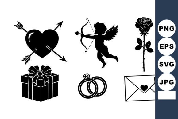 Valentine Symbols Heart Cupid Rose