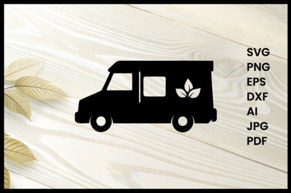 Vegan Food Truck Illustration Silhouette