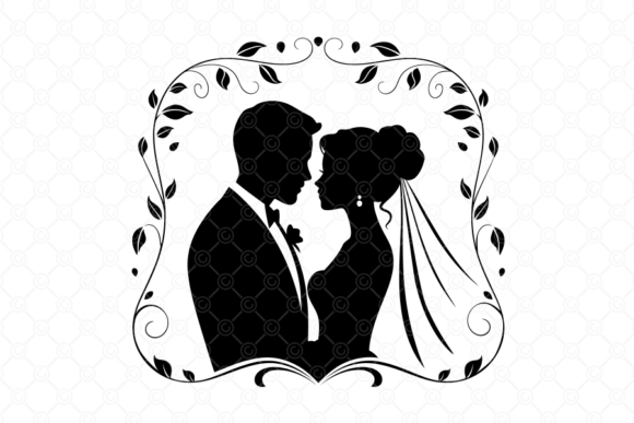 Wedding Couple Silhouette SVG, 009