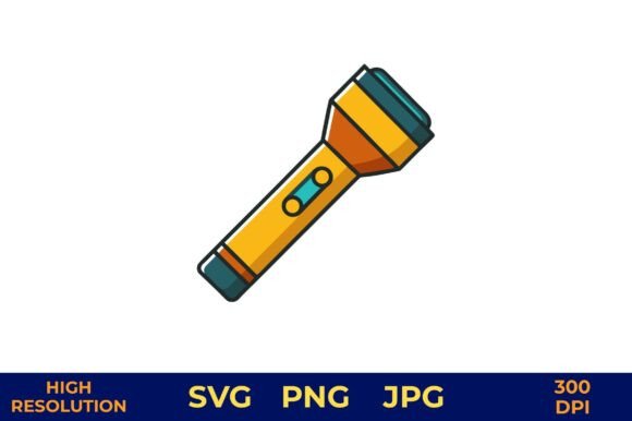 Yellow Flashlight Icon with Blue Accents